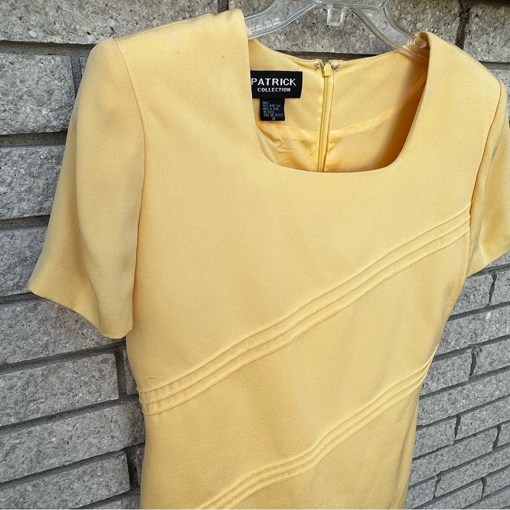 100% Silk Wedding Spring Patrick Collection Dress Women Size 10 Yellow Preppy